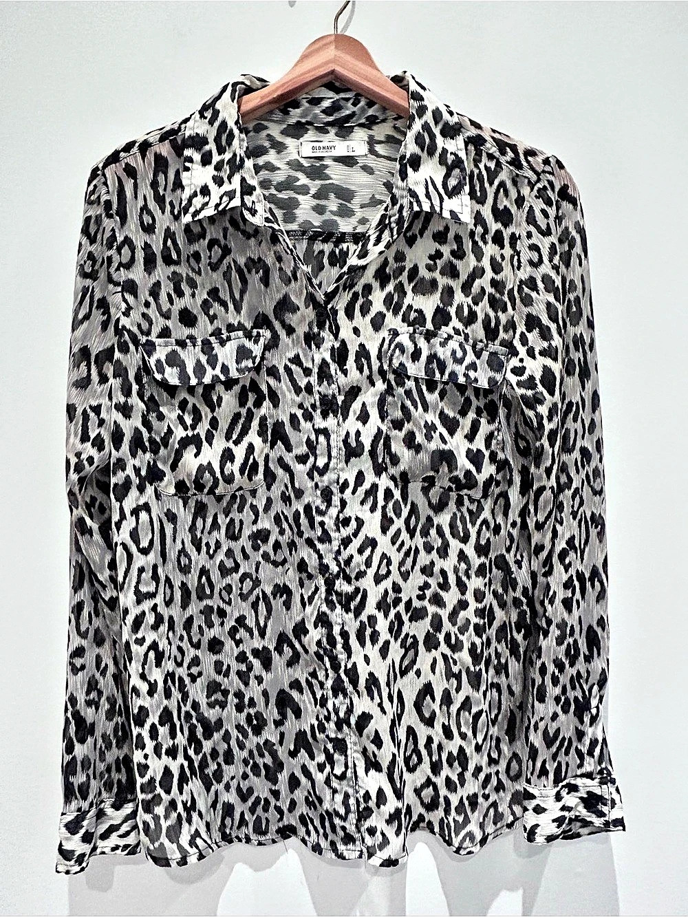 Ritmo Leopard Print Button Down Shirt Size Large